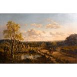 Edmund John Niemann (1813-1876) British. A River Landscape with Figures on a Path, Oil on Canvas,