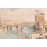 Charles Oppenheimer (1875-1961) British. A View of a Bridge in Italy, possibly Verona,