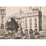 Terence Henry Lambert (1891-?) British. “Piccadilly Circus”, Etching, Signed and Inscribed in