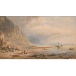 Henry George Hine (1811-1895) British. “At Hastings”, Watercolour, Signed and Inscribed, 12.5” x 23”