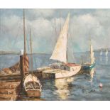 20th Century European School. Sailing Boats in a Harbour, Oil on Artist’s Board, Signed ‘ASA’, 15.5”