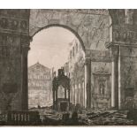 After Luigi Rossini (1790-1857) Italian. “Veduta della Rovina”, Engraving, 19” x 22.75”