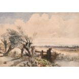 Charles Branwhite (1817-1880) British. A River Landscape with a Lock Gate, Watercolour, Signed