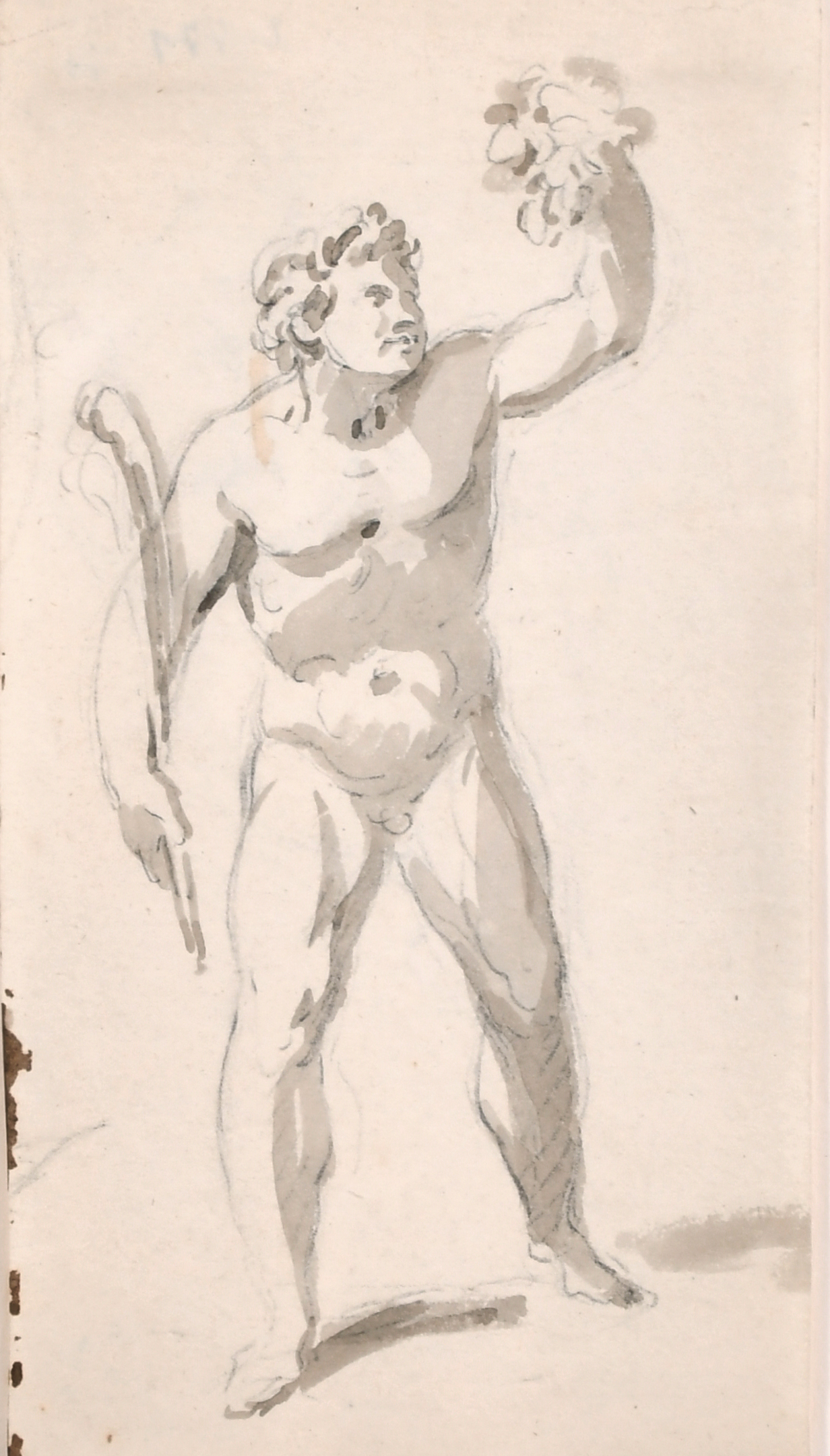 Attributed to Jacques Callot (1592-1635) French. Study of a Satyr in Sculpture, Ink and Wash, 6. - Image 2 of 5