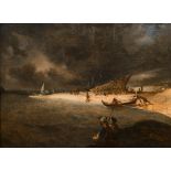 Alexandre-Gabriel Decamps (1803-1860) French. ‘Turkish Boat Builders on a Beach’, Oil on Canvas,