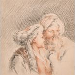 L. Hansbach (18th Century) German. Study of Two Figures, Pencil and Sanguine, Indistinctly Signed