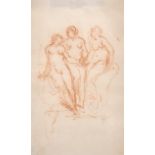 Circle of Jean-Honore Fragonard (1732-1806) French. Study of the Three Graces, Sanguine, 8.25” x