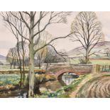 Walter Cecil Horsnell (1911-1997) British. “River Dore, Daffodils, Farndale, Yorks”, Watercolour,