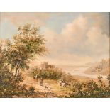 J. Robertson (20th Century) British. A Continental River Landscape, Oil on Panel, Signed, 8” x