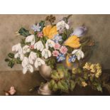 19th Century English School. Still Life of Flowers in an Urn, Watercolour, 8.5” x 11.5” (21.5 x