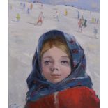 Nikolai Nikolaevich Baskavov (1918-1993) Russian. A Winter Day, Oil on Canvas, Signed in Cyrillic,