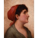 Walter Blackman (1847-1928) American. A Young Gypsy Girl, Oil on Panel, Signed, 10.75” x 8.5” (27.