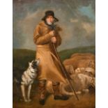 After Thomas Barker of Bath (1769-1847) British. Shepherd and Flock with a Sheepdog, Oil on Canvas
