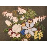 19th Century English School. Still Life of Summer Flowers with a Butterfly, Watercolour, 9.5” x 12.