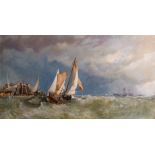 Attributed to James Edwin Meadows (1828-1888) British. A Shipping Scene in Choppy Waters, by a