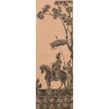 20th Century Japanese School. A Figure on Horseback, Print, 28.5” x 10” (72.3 x 25.4cm)