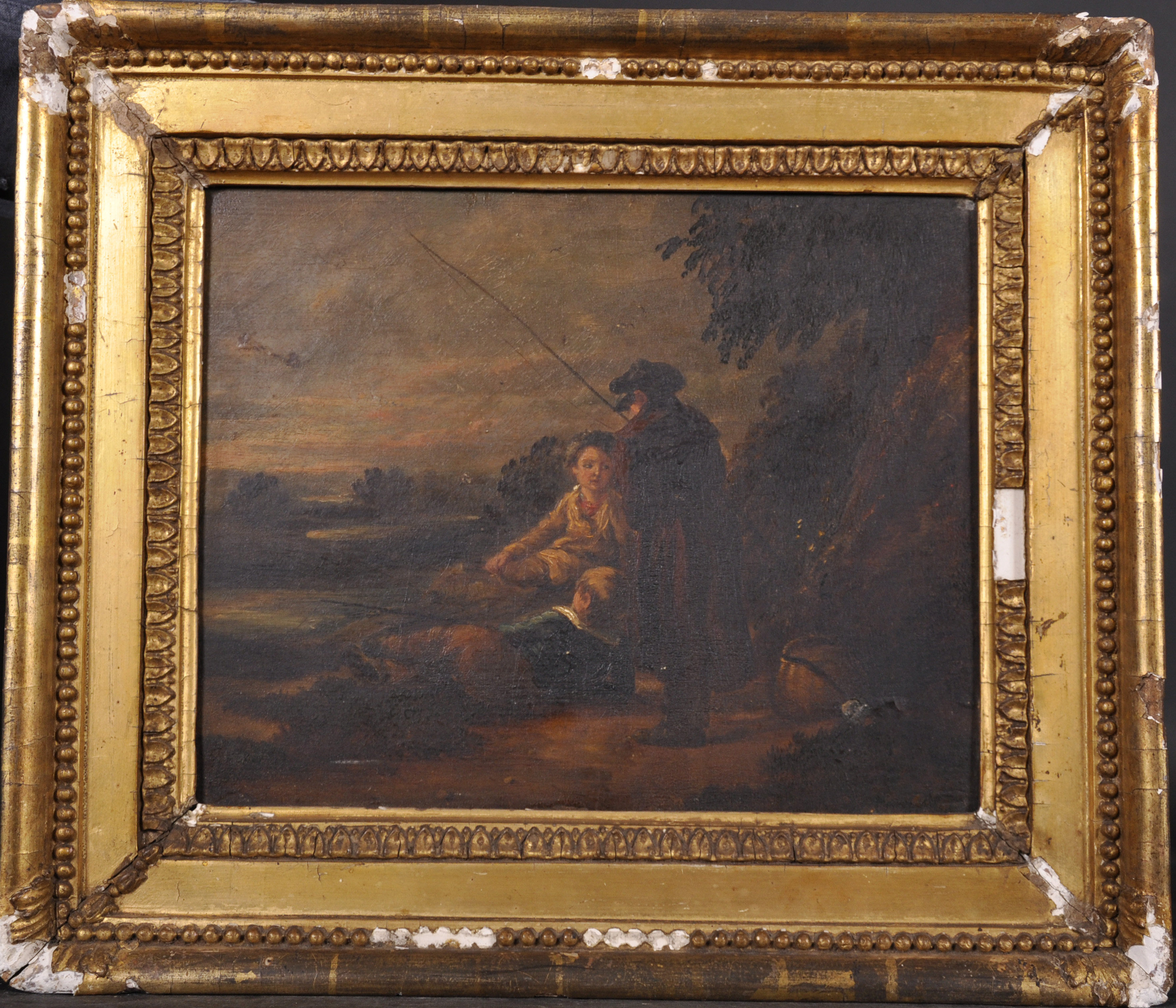 Late 18th Century English School. Young Boys Fishing, Oil on Panel, 9.5” x 12” (24.2 x 30.5cm) - Image 2 of 3
