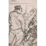 After Henri de Toulouse-Lautrec (1864-1901) French. Sketch Study of Factory Figures, Print, 7.75”