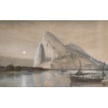 Captain Samuel Buckle (19th Century) British. “The Rock of Gibraltar from Spain”, Watercolour