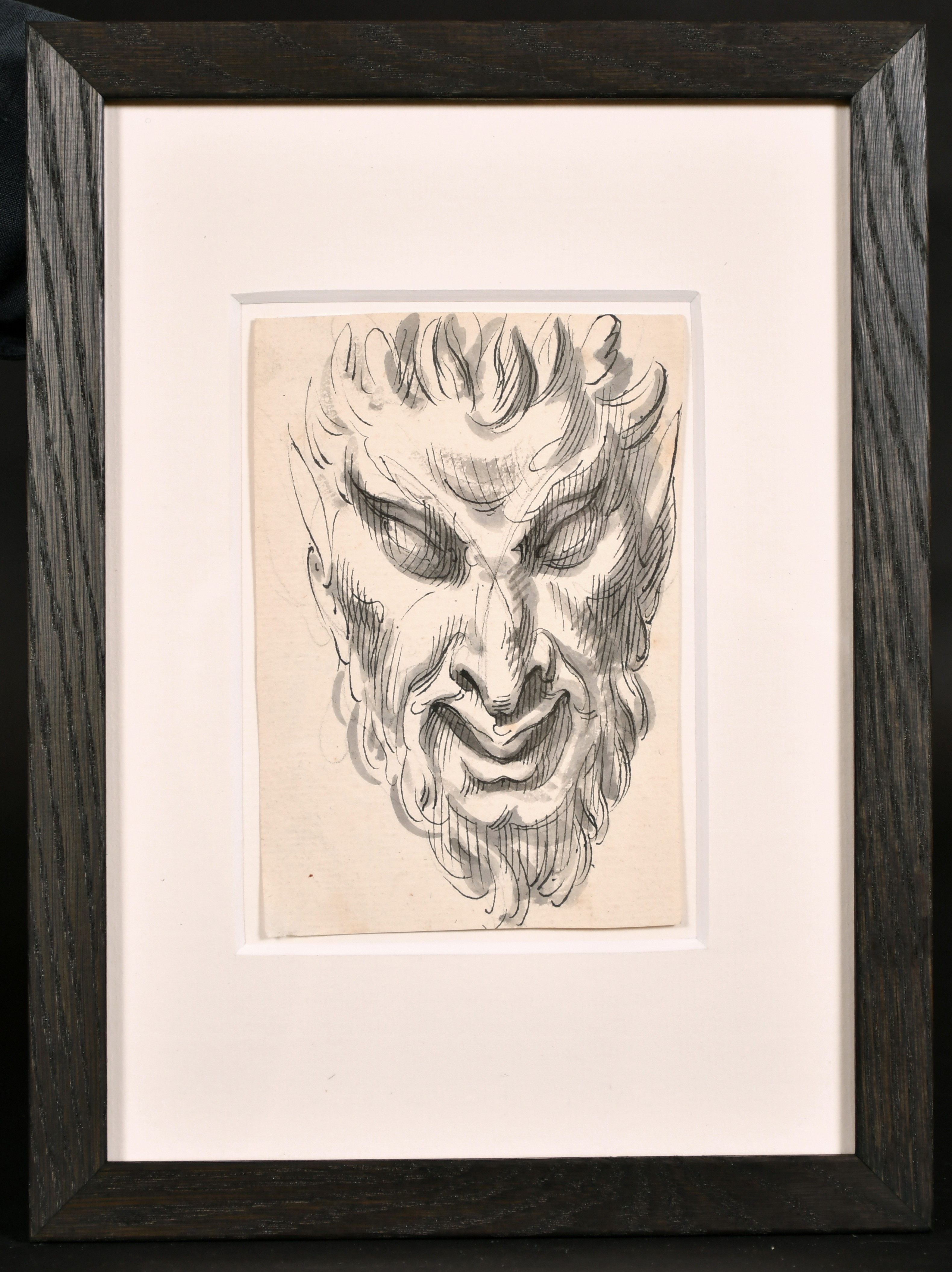 Attributed to Jacques Callot (1592-1635) French. Study of a Satyr in Sculpture, Ink and Wash, 6. - Image 3 of 5
