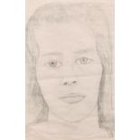 20th Century English School. Study of a Head of a Girl, Pencil, 16” x 10.5” (40.8 x 26.7cm)