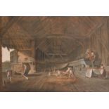 18th Century French School. Figures Threshing in a Great Barn, Gouache, 25” x 35” (63.5 x 89cm)