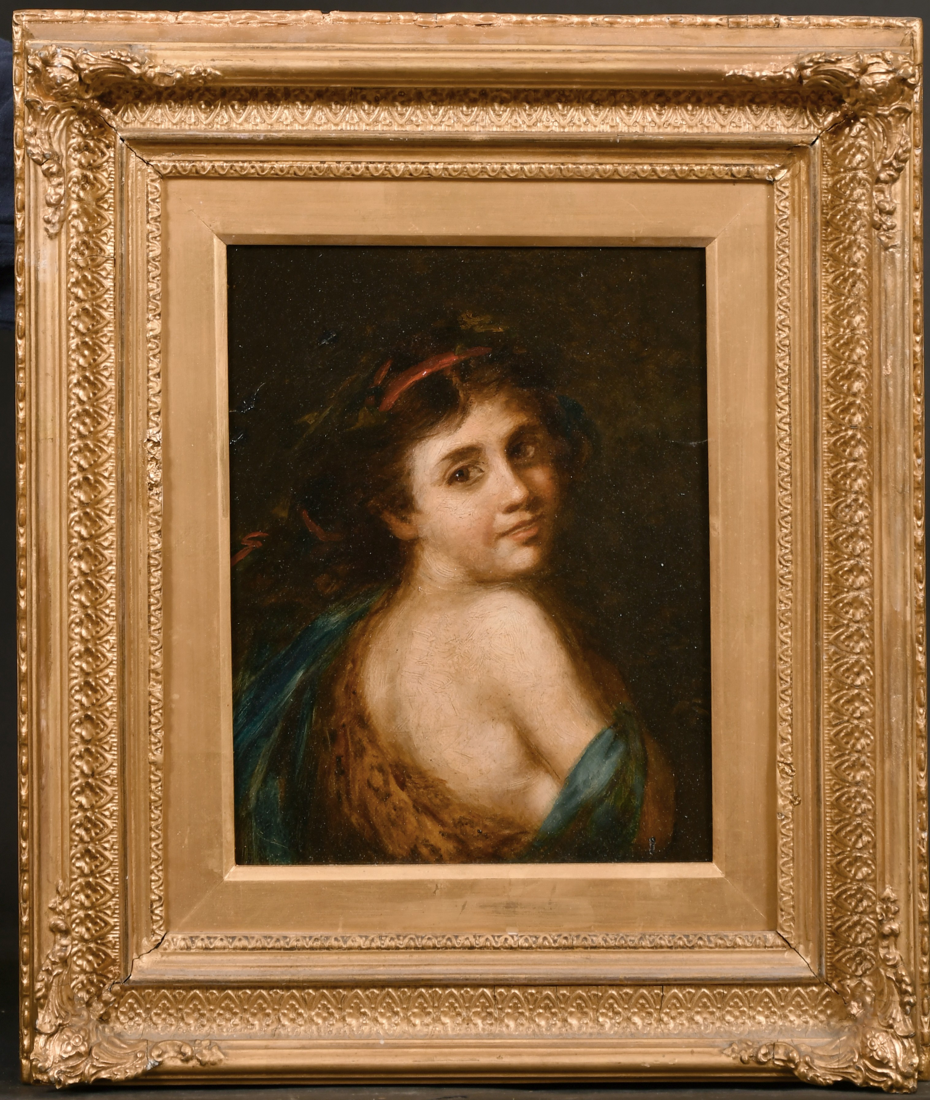 Manner of George Romney (1734-1802) British. Portrait of a Young Girl, Oil on Canvas, 10” x 8” (25.4 - Image 2 of 3