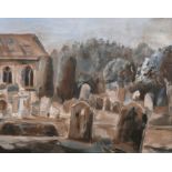 Adrian Maurice Daintrey (1902-1988) British. A Churchyard, Oil on Artist’s Board, Signed with