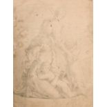 18th Century English School. Figures with Young Children, Pencil, Unframed, 15.5” x 11.75” (39.4 x