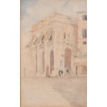 James Holland (1799/1800-1870) British. “Vicenza” Piazza del Signori, Watercolour, Inscribed, and