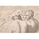 18th Century French School. Study of Satyrs, Watercolour and Wash, 4” x 5.75” (10.2 x 14.6cm) and