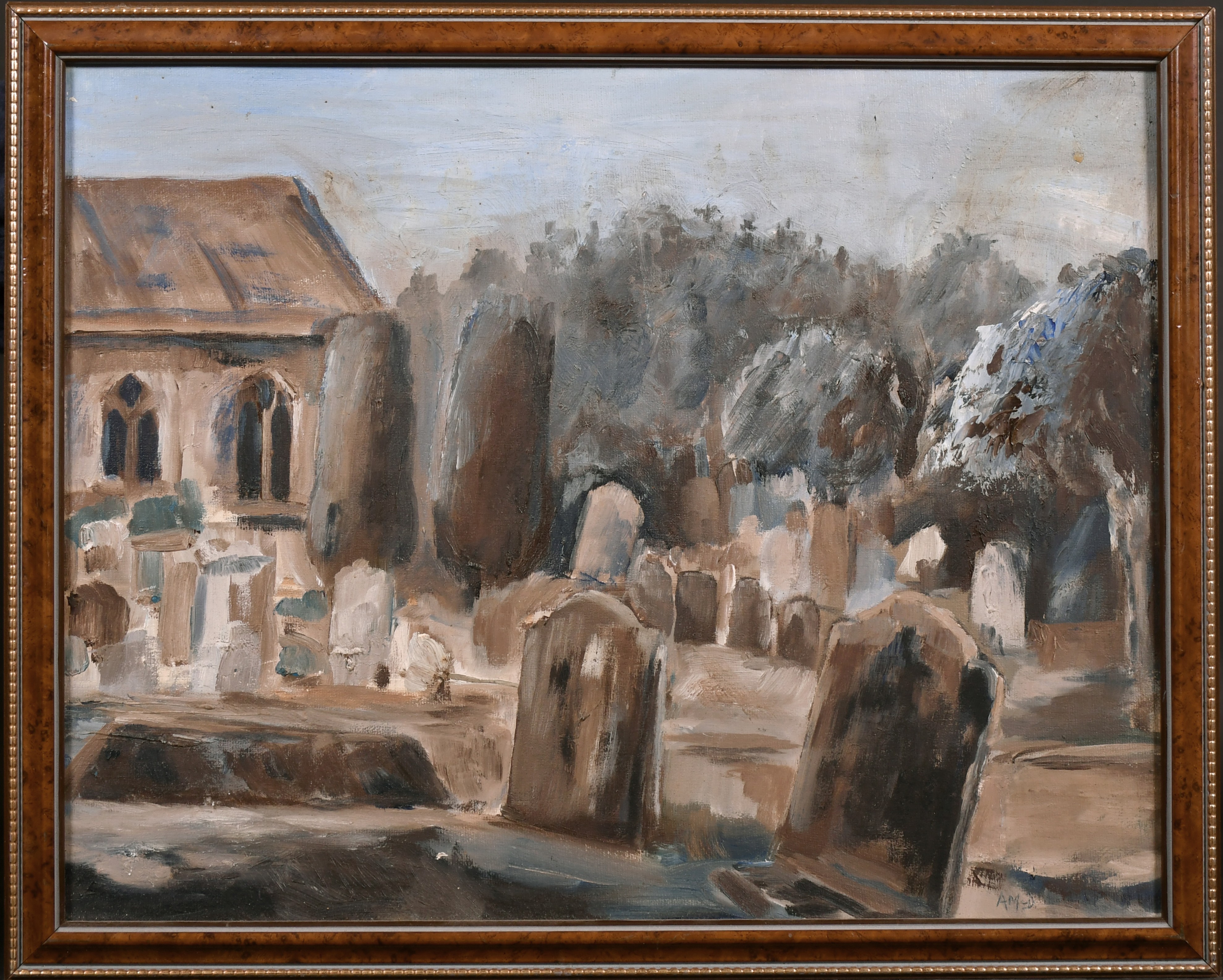 Adrian Maurice Daintrey (1902-1988) British. A Churchyard, Oil on Artist’s Board, Signed with - Image 2 of 4
