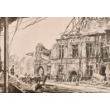 David Muirhead Bone (1876-1953) British. A Scene during the Blitz, Lithograph, 12” x 17.5” (30.5 x