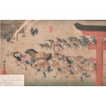 After Utagawa Hiroshige (Ando) (1797-1858) Japanese. “Festival at Atsuta Temple”, Woodcut,