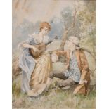 Maud Hollyer (1867-1910) British. ‘Serenade’, Watercolour, Signed, 8.25” x 6.75” (21 x 17cm)