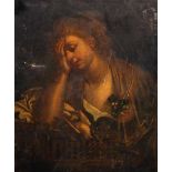 Circle of Jean-Baptiste Greuze (1725-1805) French. ‘Lament’, Oil on Canvas, Unframed, 23.5” x 19.75”