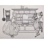 Reginald Hallward (1858-1948) British. “Stilton”, Mr Ratty with a Kitchen Maid, Ink and Pen,