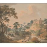 Francis Nicholson (1753-1844) British. A Yorkshire River Landscape, with Figures in the