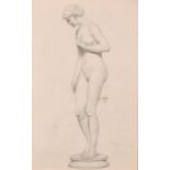 19th Century French School. A Standing Nude on a Plinth, Pencil, 18.75” x 11.75” (47.7 x 29.8cm)