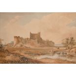 19th Century English School. Ruins in a River Landscape, Watercolour, 27” x 37.5” (68.7 x 95.3cm)