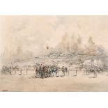 Corkett (Early 20th Century) British. A Racing Scene with Spectators, Watercolour, Signed, 9.25” x