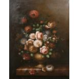 20th Century Dutch School. Still Life of Flowers in an Urn, Oil on Canvas, 40” x 30” (101.6 x 76.