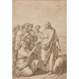 Circle of Tomasso Minardi (1787-1871) Italian. Christ Handing the Key to St Peter, Ink and Pencil,