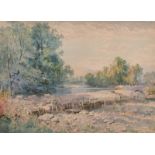 George Wolfe (1834-1890) British. A Rocky River Landscape, Watercolour, Signed, 13” x 19.5” (33 x