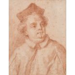 After Carlo Maratti (1625-1713) Italian. Bust Portrait of a Cardinal, Sanguine, Inscribed on