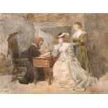 Charles Green (1840-1898) British. “The Fortune Teller”, Watercolour, Signed with Initials and Dated