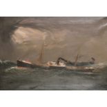 19th Century English School. A Steam and Sail (indistinctly named) in Choppy Waters, Oil on