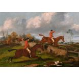 Henry Alken (1810-1894) British. “Taking a Fence”, Oil on Panel, Signed, 13.75” x 19.75” (35 x 50cm)