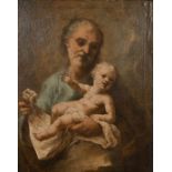 18th Century Italian School. St Joseph with Baby Jesus, Oil on Canvas, 29.5” x 22.75” (75 x 57.7cm)