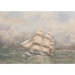 W Palmer (19th-20th Century) British. “Ship – on Hudson Cove”, Watercolour, Inscribed and Dated 1909